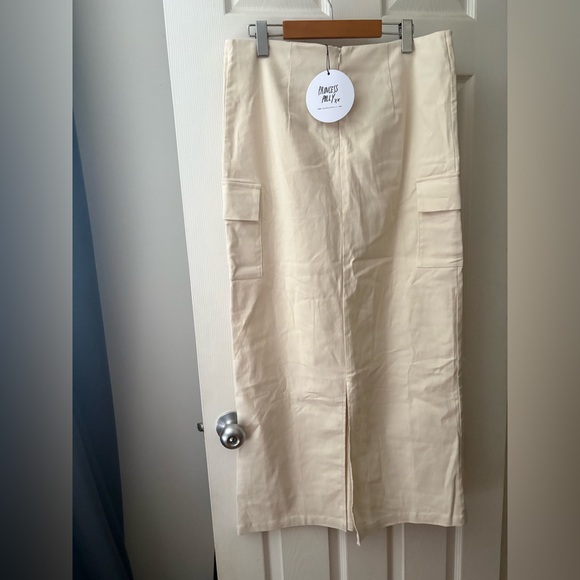 Princess Polly NWT my girl utility skirt beige size 8 long stretch drawstring - Picture 4 of 12